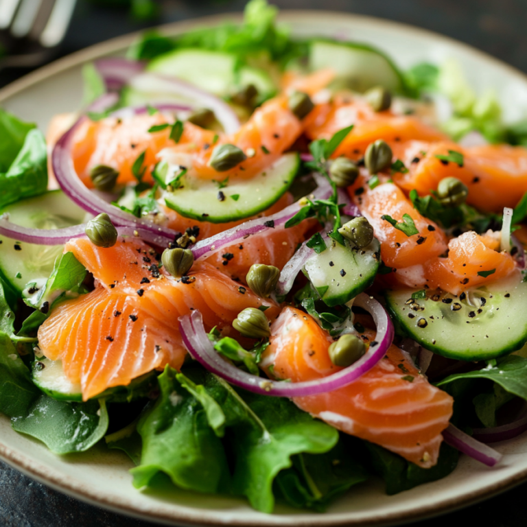 Creamy Smoked Salmon Salad with Caper Chive Dressing