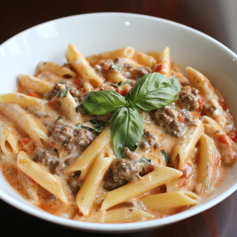 Creamy Tomato Beef Pasta in One Pot