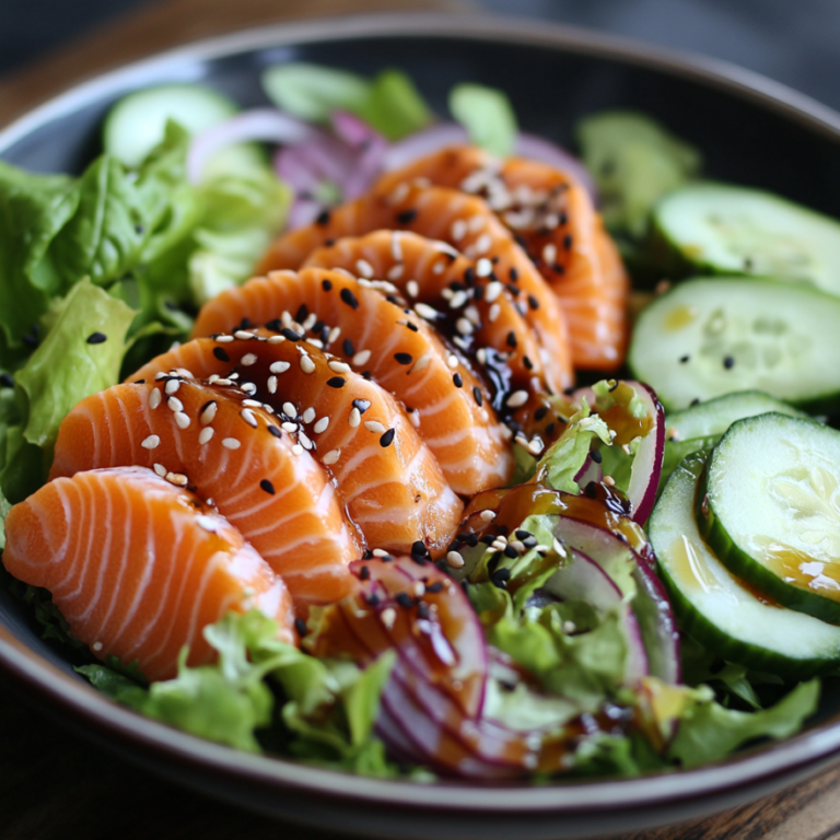 Fresh Salmon Sashimi with Soy-Sesame Dressing